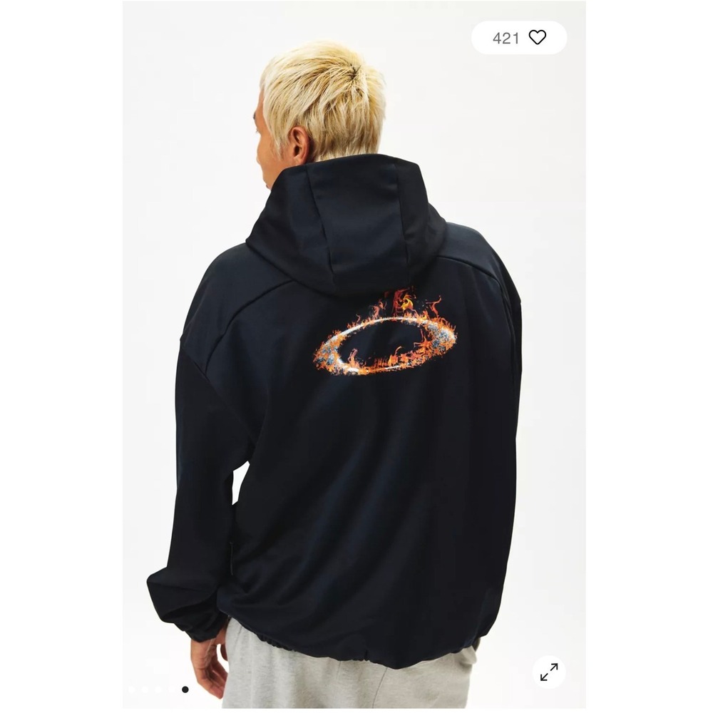 Oakley Solar Rail Softshell Jacket Mens L Black Flaming Ellipse Pullover Hoodie
